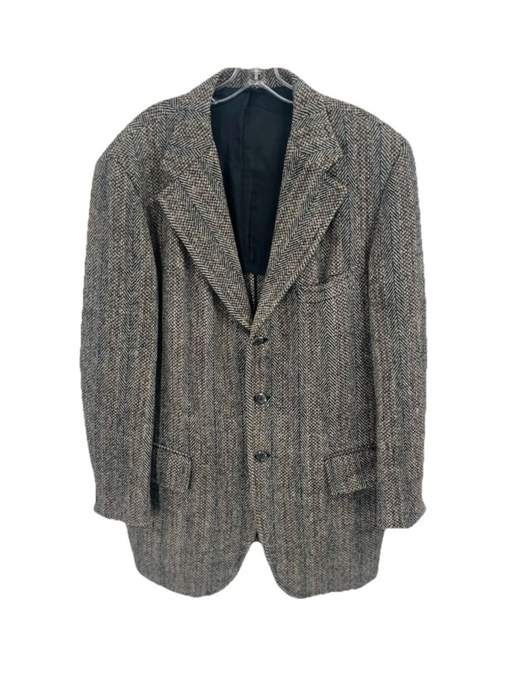 Vtg Harris Tweed Herringbone Wool Blazer Classic Ivy League Old Money Sz XL 46R